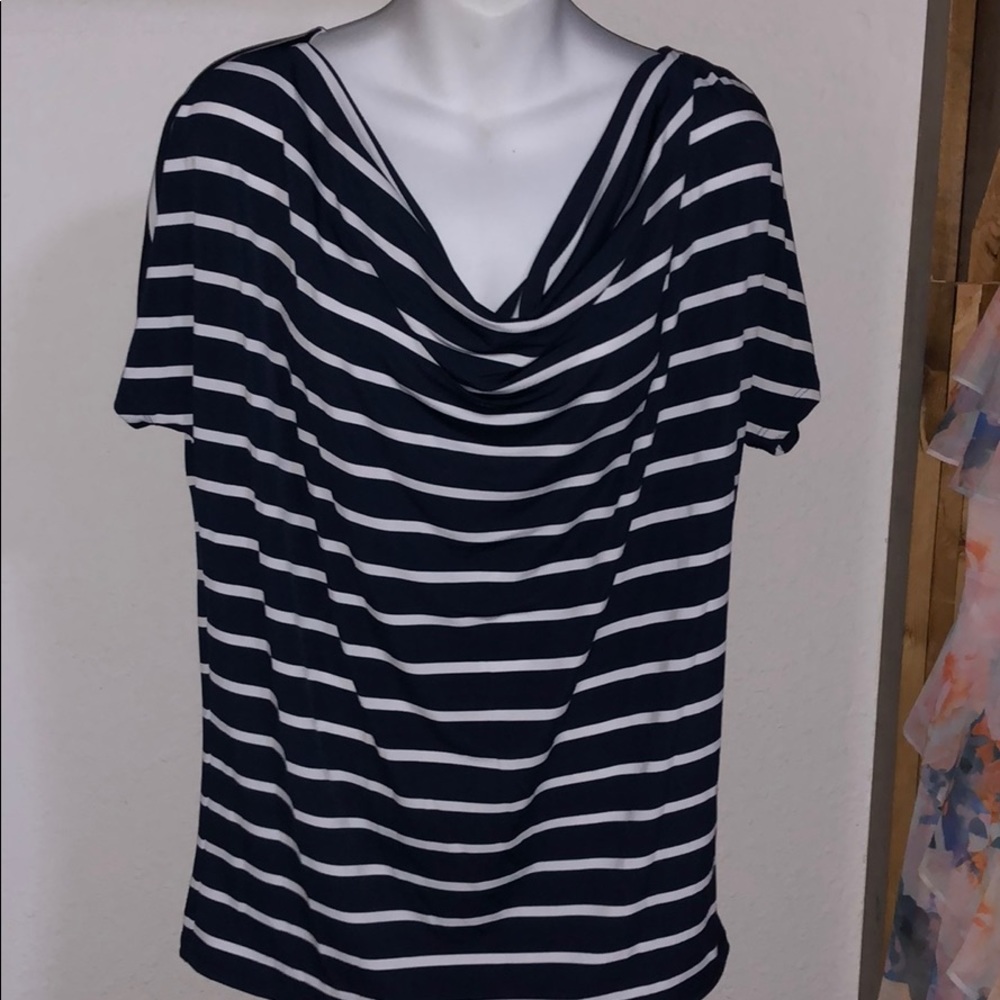 MICHAEL MK Blue and White Striped Blouse